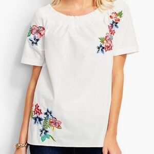 Talbots Petite Off The Shoulder Embroidered Top, size PM